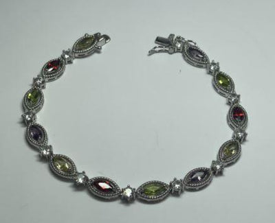 SS MULTICOLORED CZ BRACELET - Tapper's Jewelry 