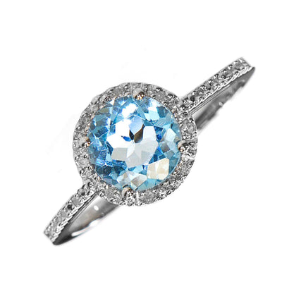 SS Sterling Silver Blue Topaz and Diamond  Ring - Tapper's Jewelry 
