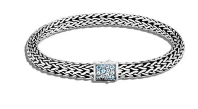 SS Sterling Silver Blue Topaz and Sapphire  Bracelet - Tapper's Jewelry 
