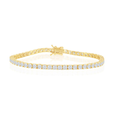 SS Sterling Silver/Yellow Gold Plate Cubic Zirconia Bracelet - Tapper's Jewelry 