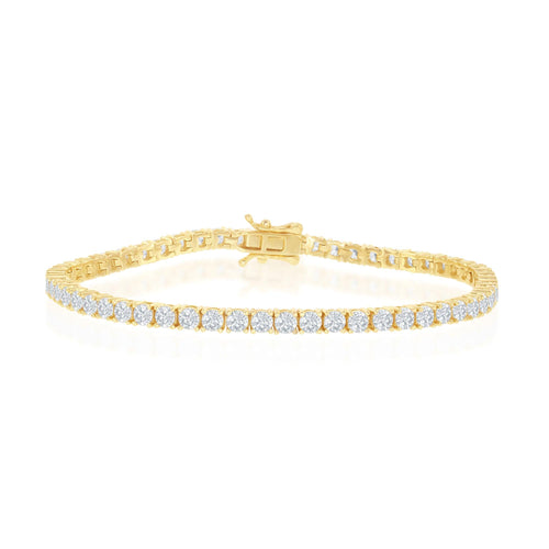 SS Sterling Silver/Yellow Gold Plate Cubic Zirconia Bracelet