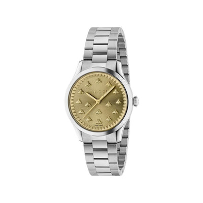STAINLESS STEEL G-TIMELESS YELLOW GOLD BRUSHED BEE WATCH - Tapper's Jewelry 