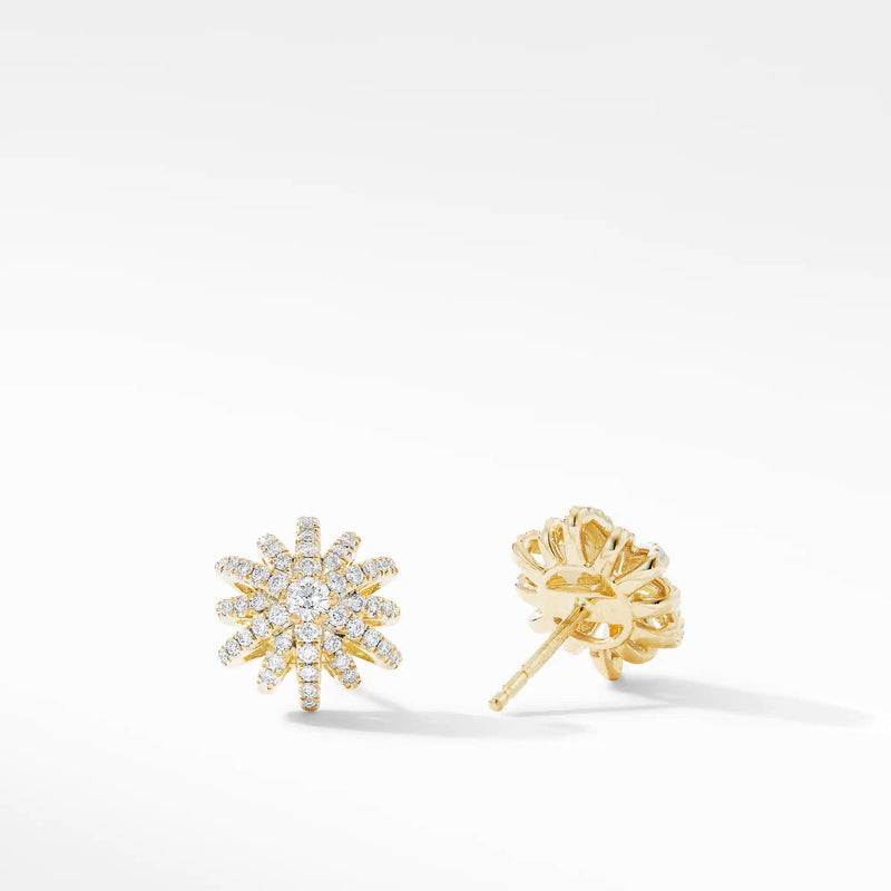 Starburst Small Stud Earrings in 18K Yellow Gold with Pave Diamonds