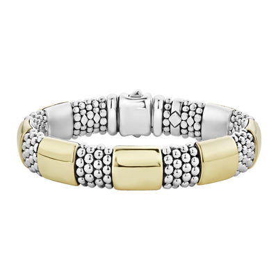 STERLING SILVER/ 18K YELLOW GOLD CAVIAR BRACELET - Tapper's Jewelry 