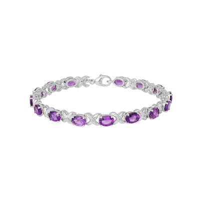 STERLING SILVER AMETHYST AND DIAMOND ETERNITY BRACELET