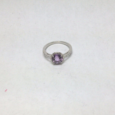 Sterling Silver Amethyst and Diamond  Ring
