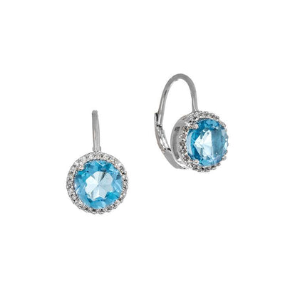 Sterling Silver Blue Topaz and Diamond  Earrings - Tapper's Jewelry 