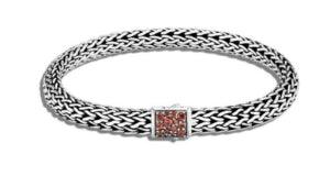 Sterling Silver Classic Chain Reversible Garnet and Sapphire Bracelet - Tapper's Jewelry 