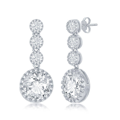 Sterling Silver Cubic Zirconia Drop Earrings - Tapper's Jewelry 