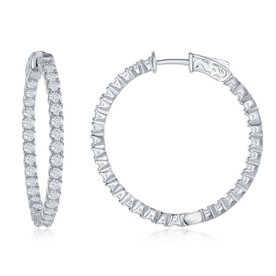 Sterling Silver Cubic Zirconia Hoop Earrings