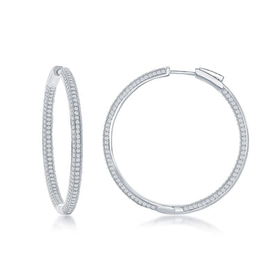 STERLING SILVER CUBIC ZIRCONIA HOOP EARRINGS - Tapper's Jewelry 
