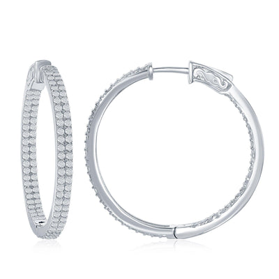 STERLING SILVER CUBIC ZIRCONIA HOOP EARRINGS - Tapper's Jewelry 
