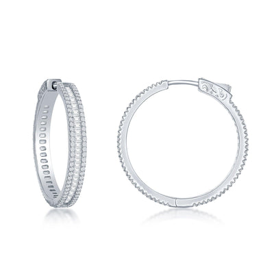 STERLING SILVER CUBIC ZIRCONIA HOOP EARRINGS - Tapper's Jewelry 