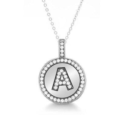 STERLING SILVER CUBIC ZIRCONIA INITIAL A PENDANT WITH CHAIN - Tapper's Jewelry 
