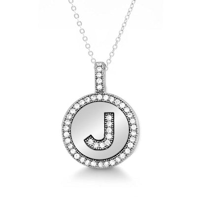 STERLING SILVER CUBIC ZIRCONIA INITIAL J PENDANT WITH CHAIN - Tapper's Jewelry 