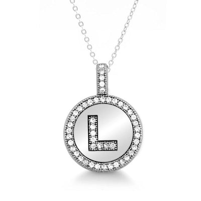 STERLING SILVER CUBIC ZIRCONIA INITIAL L PENDANT WITH CHAIN - Tapper's Jewelry 