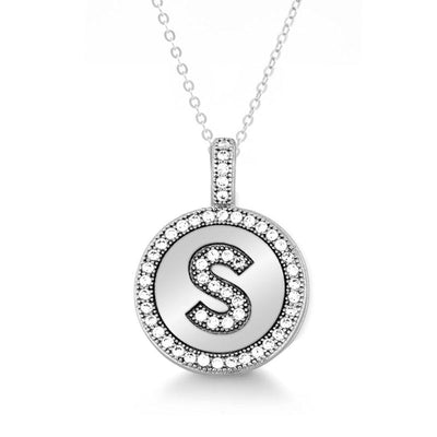STERLING SILVER CUBIC ZIRCONIA INITIAL S PENDANT WITH CHAIN - Tapper's Jewelry 