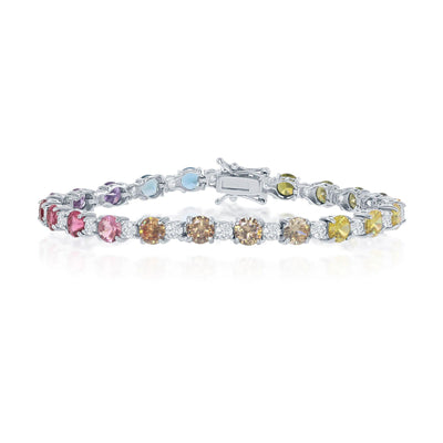 STERLING SILVER CUBIC ZIRCONIA RAINBOW COLORED BRACELET - Tapper's Jewelry 