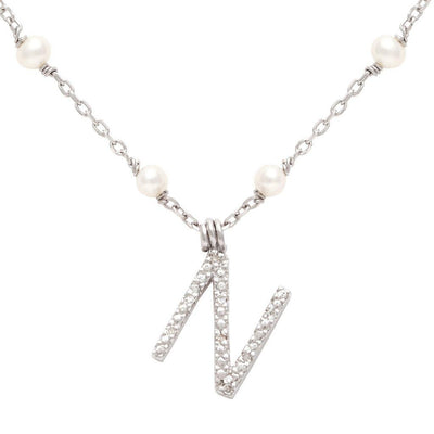Sterling Silver Diamond and Cultured Pearl  Necklace - Tapper's Jewelry 