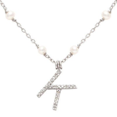 Sterling Silver Diamond and Cultured Pearl  Necklace - Tapper's Jewelry 