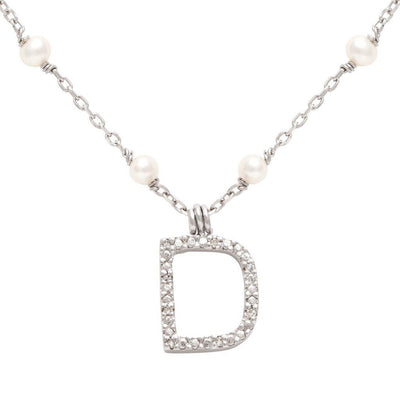 Sterling Silver Diamond and Cultured Pearl  Necklace - Tapper's Jewelry 