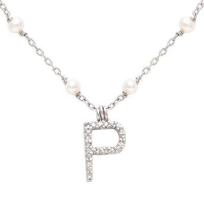 Sterling Silver Diamond and Cultured Pearl  Necklace - Tapper's Jewelry 