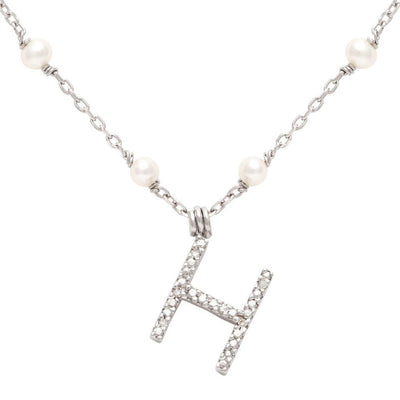 Sterling Silver Diamond and Cultured Pearl  Necklace - Tapper's Jewelry 