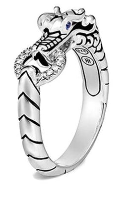 Sterling Silver Diamond and Sapphire Ring