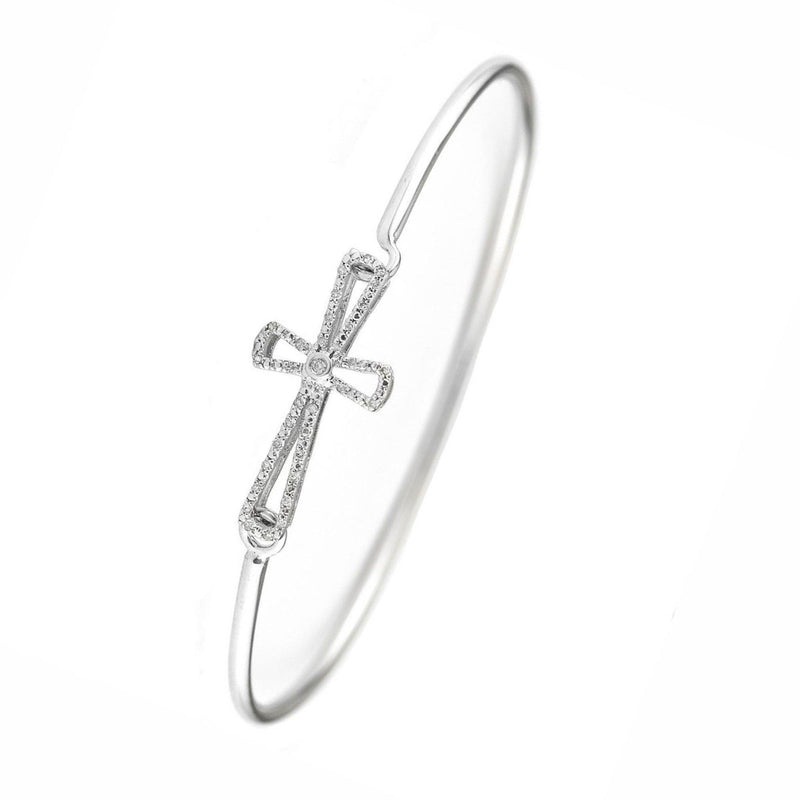 10K Rose/White Gold Diamond Cross Bracelet 1.45ct - Manhattan Jewelers