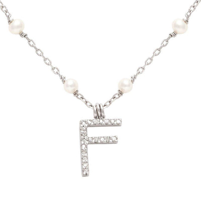 STERLING SILVER DIAMOND F PEARL NECKLACE - Tapper's Jewelry 