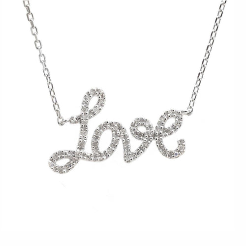 18" Diamond "LOVE" Necklace in Sterling Silver