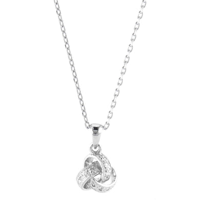 STERLING SILVER  DIAMOND NECKLACE WITH KNOT PENDANT - Tapper's Jewelry 