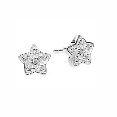 STERLING SILVER DIAMOND STAR EARRINGS - Tapper's Jewelry 