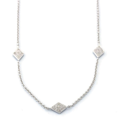 STERLING SILVER DIAMOND STATION NECKLACE