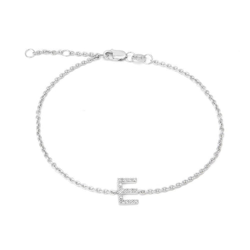 Sterling Silver Diamond Initial 'E' Bracelet