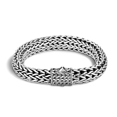 STERLING SILVER FLAT WOVEN CHAIN BRACELET - Tapper's Jewelry 