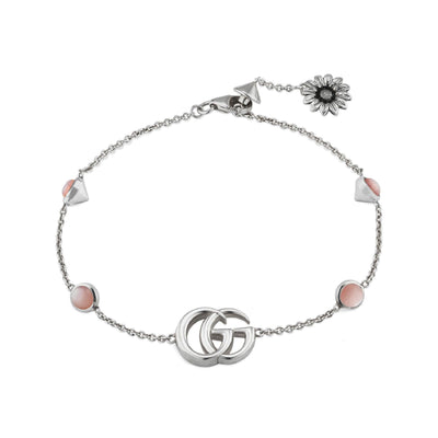 STERLING SILVER GUCCI GG MARMONT MOTHER OF PEARL FLOWER BRACELET - Tapper's Jewelry 