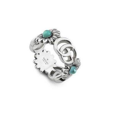 STERLING SILVER GUCCI GG MARMONT MULTI-STONE FLOWER RING - Tapper's Jewelry 