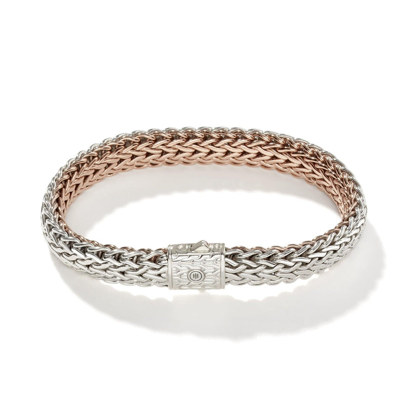 John Hardy Bronze/Silver Reversible Woven Chain Bracelet