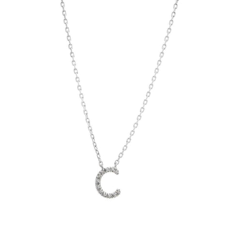 Sterling Silver Diamond Initial 'C' Necklace