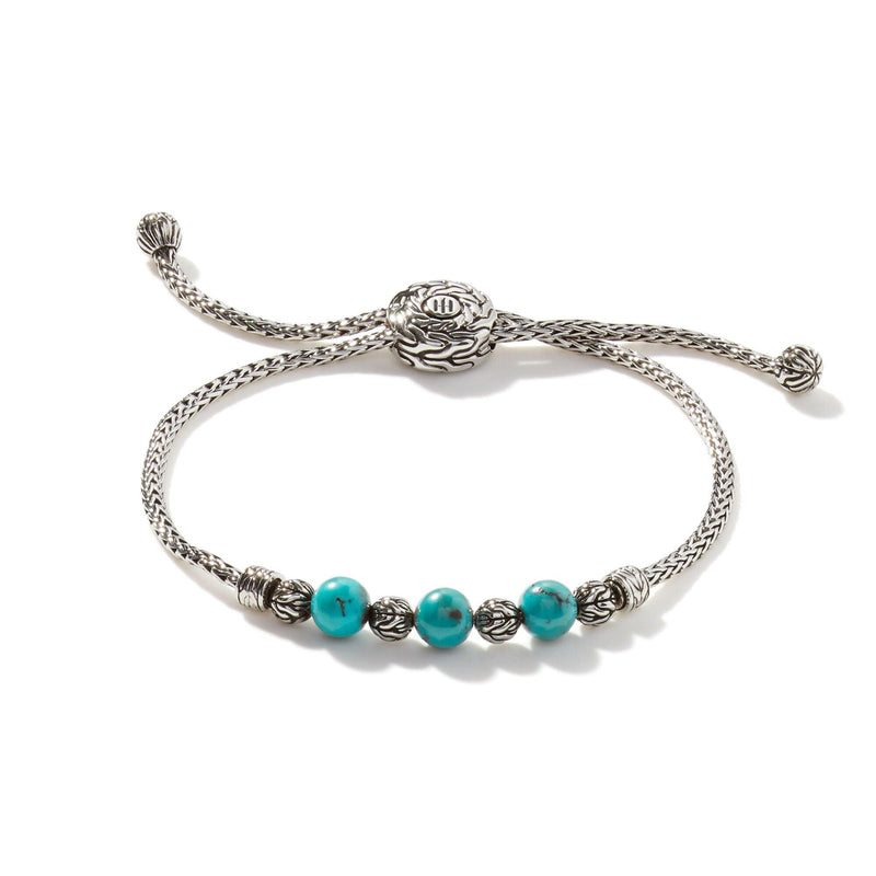 John Hardy Stg Silver and Braided Turquoise Leather Bracelet - New in outlet Box