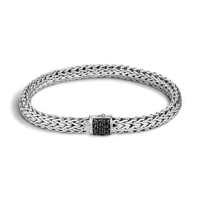 STERLING SILVER WOVEN BRACELET WITH LAVA SAPPHRIES - Tapper's Jewelry 