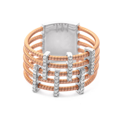 Sterling Silver/Rose Gold Cubic Zirconia Ring