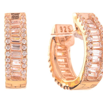 Sterling Silver/Rose Gold Plate Cubic Zirconia and Cubic Zirconia  Earrings - Tapper's Jewelry 
