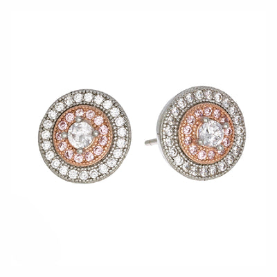 Sterling Silver/Rose Gold Plate Cubic Zirconia Earrings - Tapper's Jewelry 