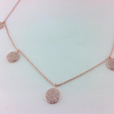 Sterling Silver/Rose Gold Plate Cubic Zirconia Necklace - Tapper's Jewelry 
