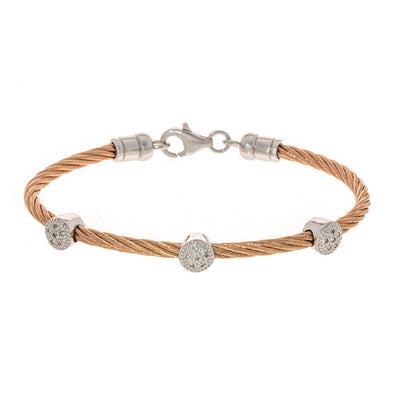 STERLING SILVER/STAINLESS STEEL DIAMOND BRACELET - Tapper's Jewelry 