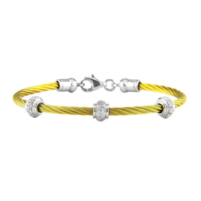 Sterling Silver/Stainless Steel Diamond Bracelet - Tapper's Jewelry 