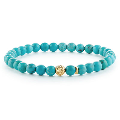 TURQUOISE GOLD STATION BEAD BRACELET - Tapper's Jewelry 