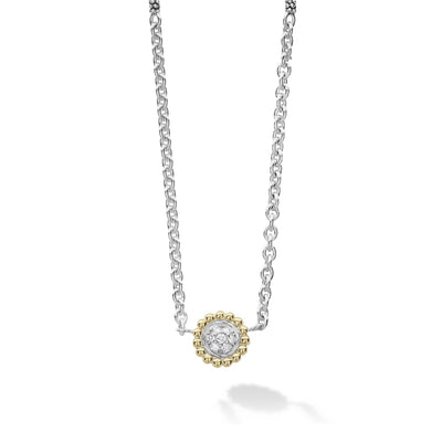 TWO TONE DIAMOND AND CAVIAR BEADED PENDANT NECKLACE - Tapper's Jewelry 